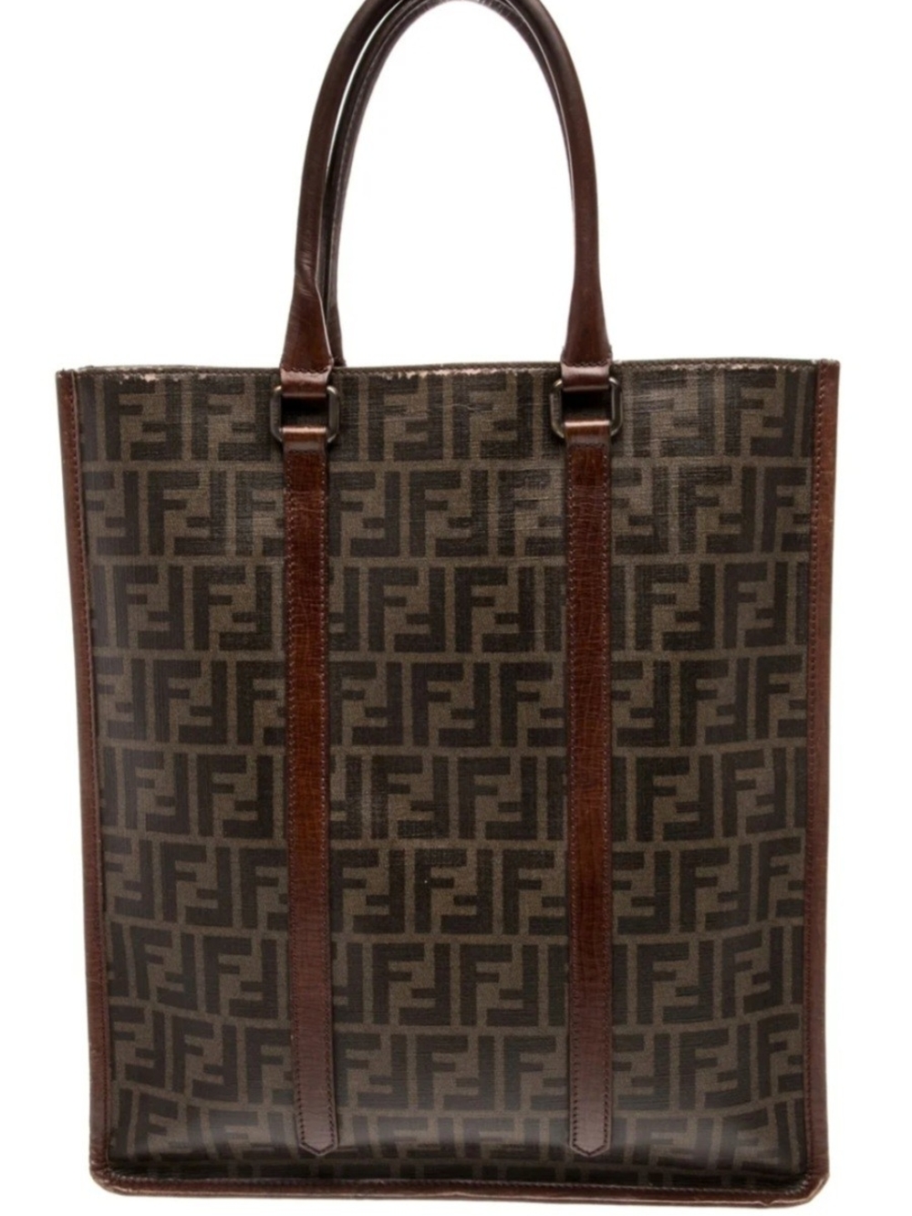 Fendi Brown FF Logo Vertical Tote Bag